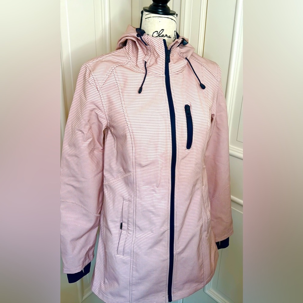 πΈ Nautica Softshell Rain Jacket β Pink w/ Black Polka Dots | Size S | Spring - Picture 4 of 12